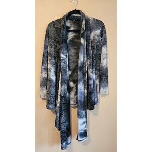 Samuel Dong open front assymetrical black/white distressed cardigan-sz S
